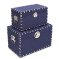thumbnail image 1 of Contemporary Home Living Set of 2 Blue and Silver Rectangular Studded Boxes 13.5", 1 of 5