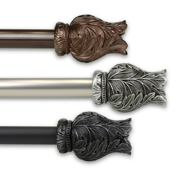Contemporary Home Living Set of 2 Bronze Contemporary Artistic Design Side Curtain Rods 55"