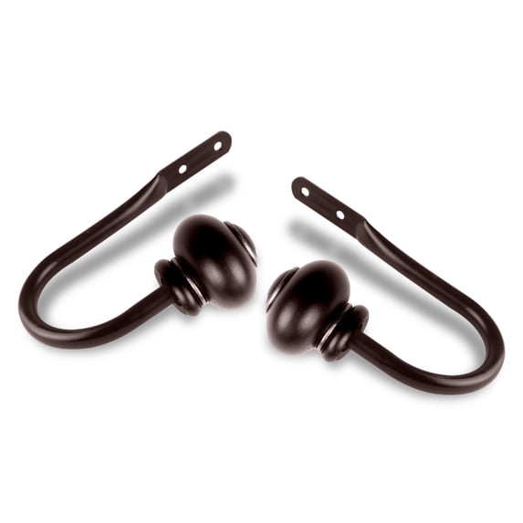 Contemporary Home Living Set of 2 Brown Contemporary Curtain Rod Holdbacks 7.5"