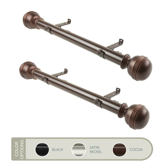 Contemporary Home Living Set of 2 Cocoa Brown Contemporary Side Curtain Rods 55"