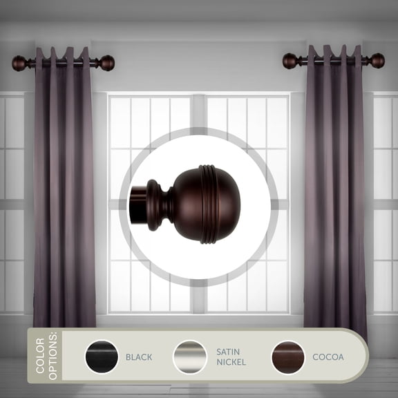 Contemporary Home Living Set of 2 Cocoa Brown Contemporary Side Curtain Rods 55"