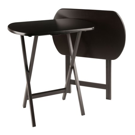 Contemporary Home Living Set of 2 Coffee Brown Contemporary Over-sized Oblong Snack Tables 25.25"