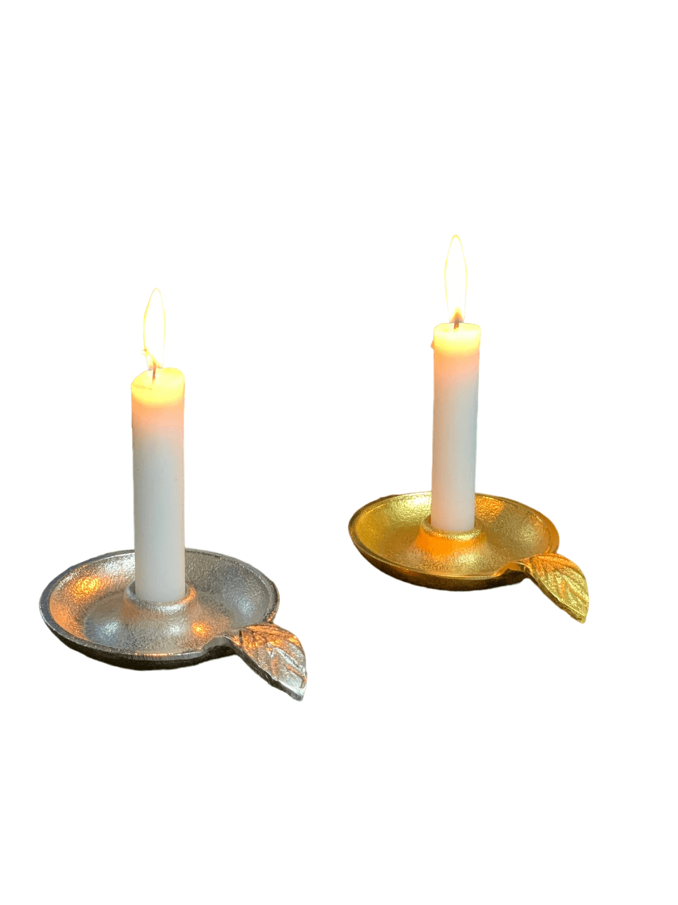 Elegant Gold and Silver Aluminum Taper Dish Candle Holder Set