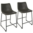 thumbnail image 1 of Contemporary Home Living Set of 2 Gray Faux Leather with Orange Stitching Industrial Style Counter, 1 of 5