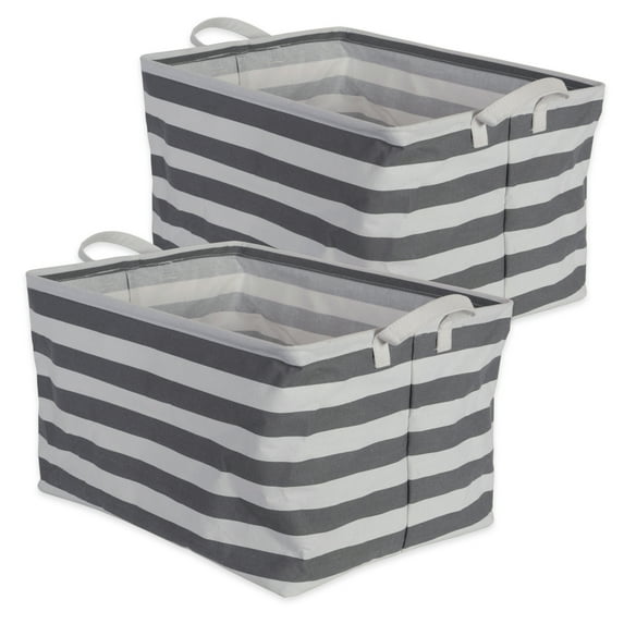 Contemporary Home Living Set of 2 Gray and Beige Rectangular Laundry Bin 17.5"