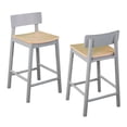 thumbnail image 1 of Contemporary Home Living Set of 2 Gray and Beige Two-Tone Counter Stools, 1 of 2