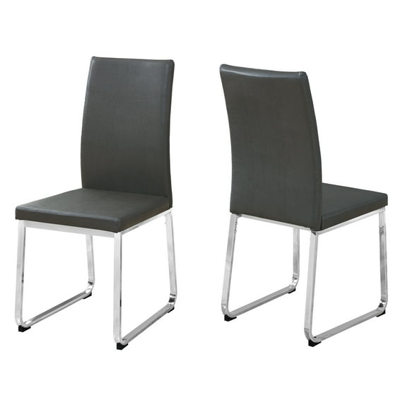 Contemporary Home Living Set of 2 Gray and Silver Contemporary Upholstered Dining Chairs 38"