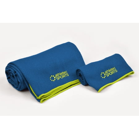 Contemporary Home Living Sport Large and Hand Yoga Towels - 70" - Blue and Green - Set of 2