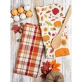 thumbnail image 1 of Contemporary Home Living Set of 2 Orange and Green Floral Rectangular Dishtowels 28", 1 of 2
