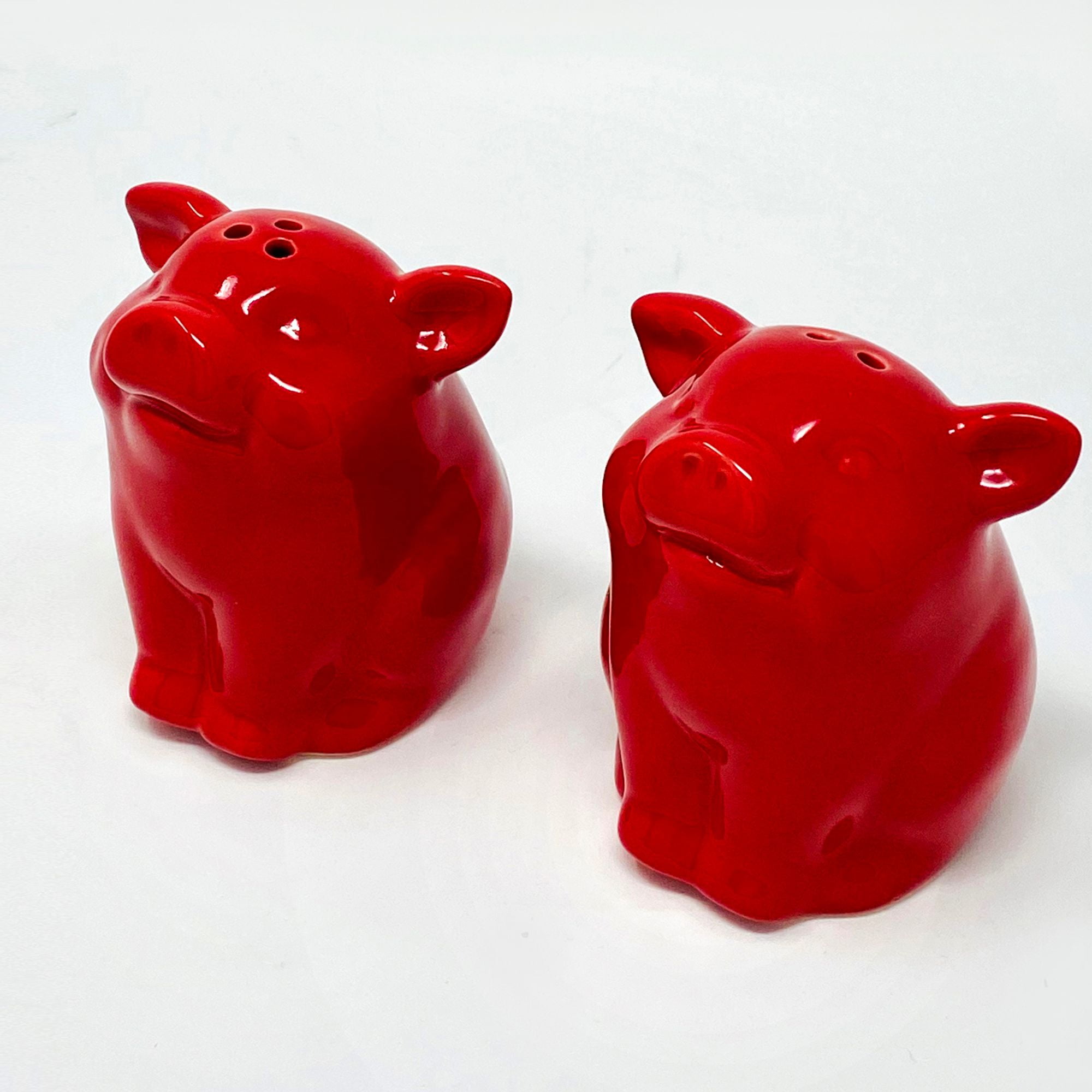 Vintage Plastic Clear Pig Push Button Salt and Pepper Shakers 47