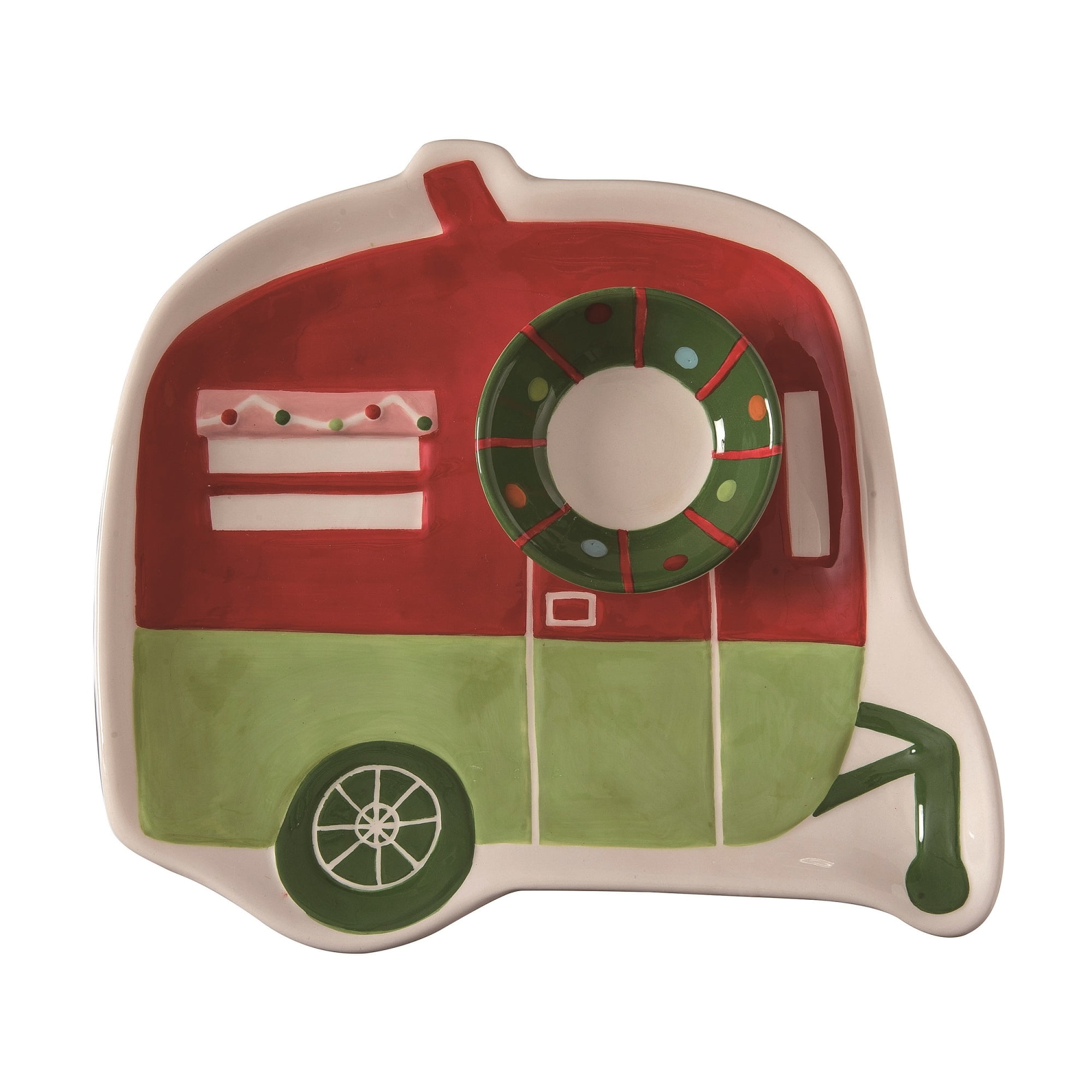 Contemporary Home Living Set of 2 Red and Green Camper Car Christmas