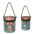thumbnail image 1 of Contemporary Home Living Set of 2 Rustic Galvanized Snowflake Cut out Christmas Lanterns 9", 1 of 1