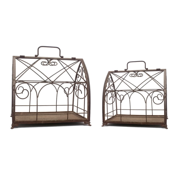 Set of 2 Rusty Brown Arch Style Cages