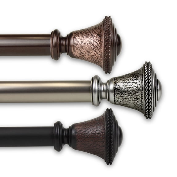 Contemporary Home Living Set of 2 Satin Nickel Artistic Design Side Curtain Rods 52"