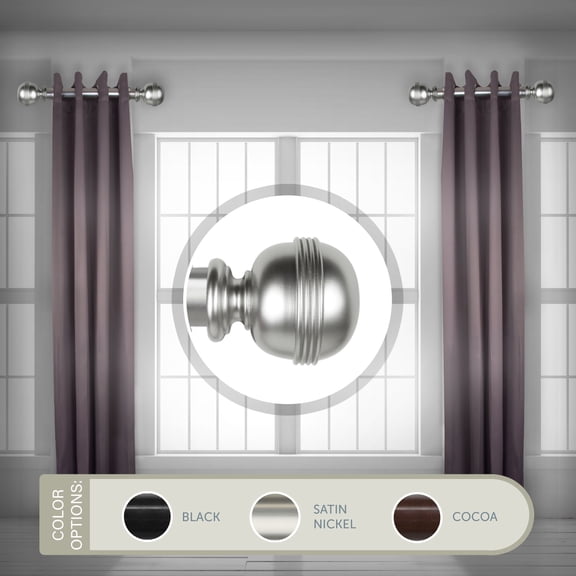 Contemporary Home Living Set of 2 Satin Nickel Contemporary Side Curtain Rods 55"