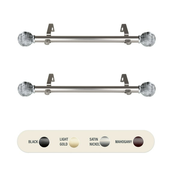 Zitta 1 inch Side Curtain Rod 12-20 inch long (Set of 2) - Satin Nickel