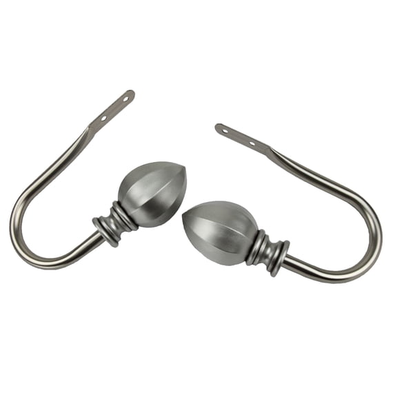 Contemporary Home Living Set of 2 Silver Contemporary Curtain Holdback Hooks 8.75"