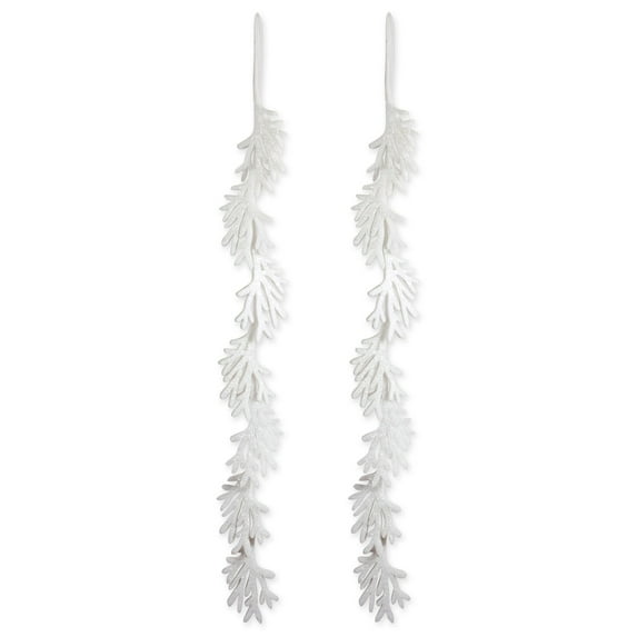 Contemporary Home Living Set of 2 White Hanging Foam Garland Leaves 51"