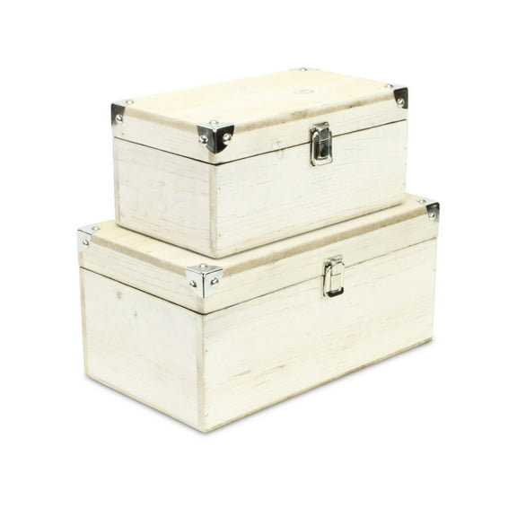 Contemporary Home Living Set of 2 White Solid Rectangular Storage Boxes 12"