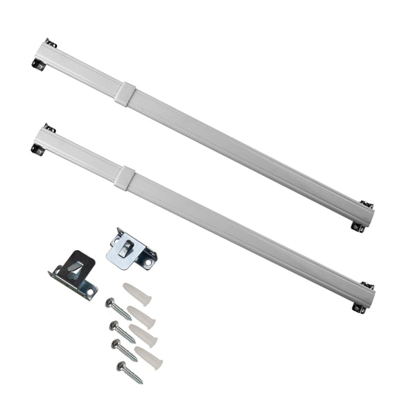 Contemporary Home Living Set of 2 White Stainless Steel Window Flat Sash Rods 36"
