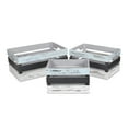 thumbnail image 1 of Contemporary Home Living Set of 3 Black and White Distressed Finish Rectangular Slatted Crates, 1 of 8