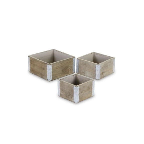 Contemporary Home Living Set of 3 Brown Handcrafted Rectangular Storage Crates 8.75"