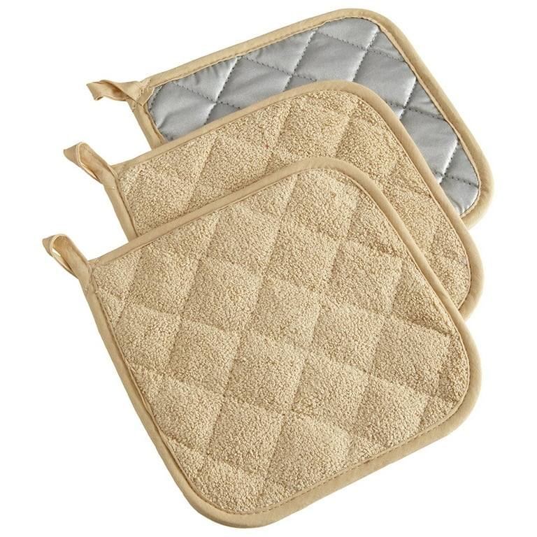 Modern Geo Patterned Leather Cotton Pot Holders Set