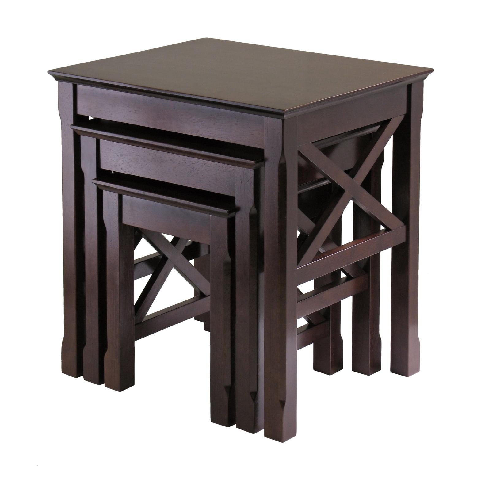 Contemporary Home Living Set of 3 Cappuccino Xola Square Wooden Nesting ...