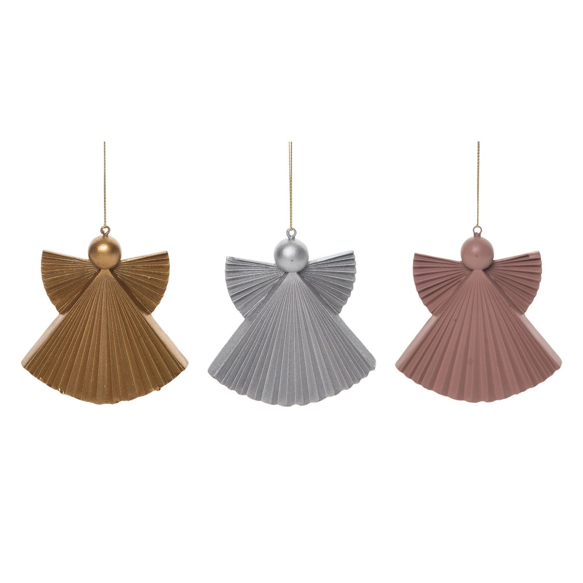 Contemporary Home Living Set of 3 Fold Style Paper Angels Christmas  Ornaments 4 