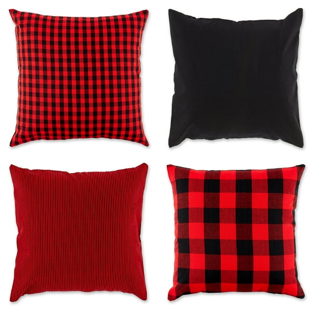 Contemporary Home Living Set of 4 Assorted Cherry Red and Black