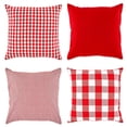thumbnail image 1 of Set of 4 Assorted Cherry Red and White Checkered Pillow Covers, 18", 1 of 2