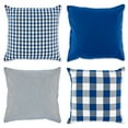 thumbnail image 1 of Set of 4 Assorted Navy Blue and Off White Checkered Pillow Covers, 18", 1 of 1