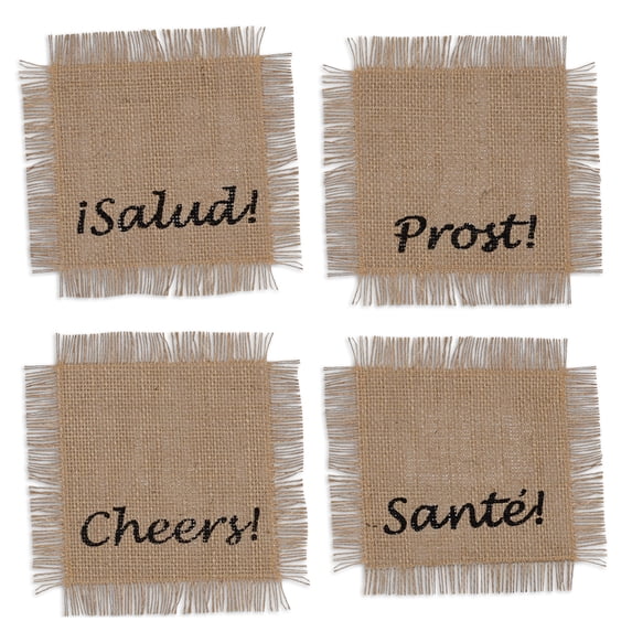 Contemporary Home Living Set of 4 Beige "Cheers" Coaster 20"