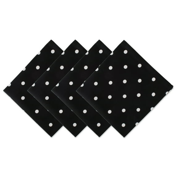 Contemporary Home Living Set of 4 Black and White Polka Dot Napkin, 18"