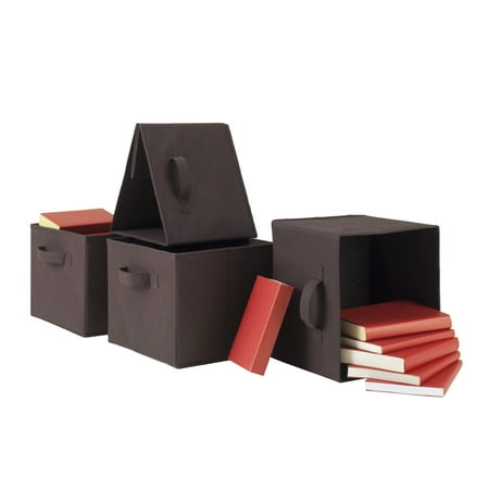 Contemporary Home Living Foldable Chocolate Fabric Baskets - 10.75" - Brown - Set of 4
