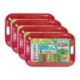 thumbnail image 1 of Contemporary Home Living Set of 4 Red and Green Rectangular Christmas Trays 15", 1 of 4