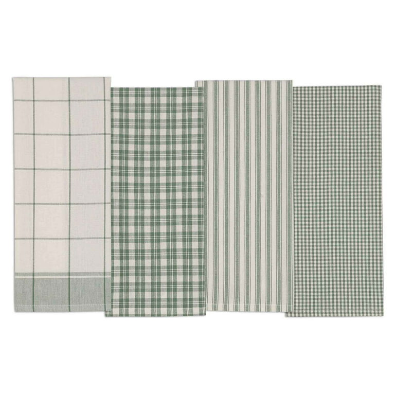 Rustic Sage Checkered 4 Piece Kitchen Towel Set