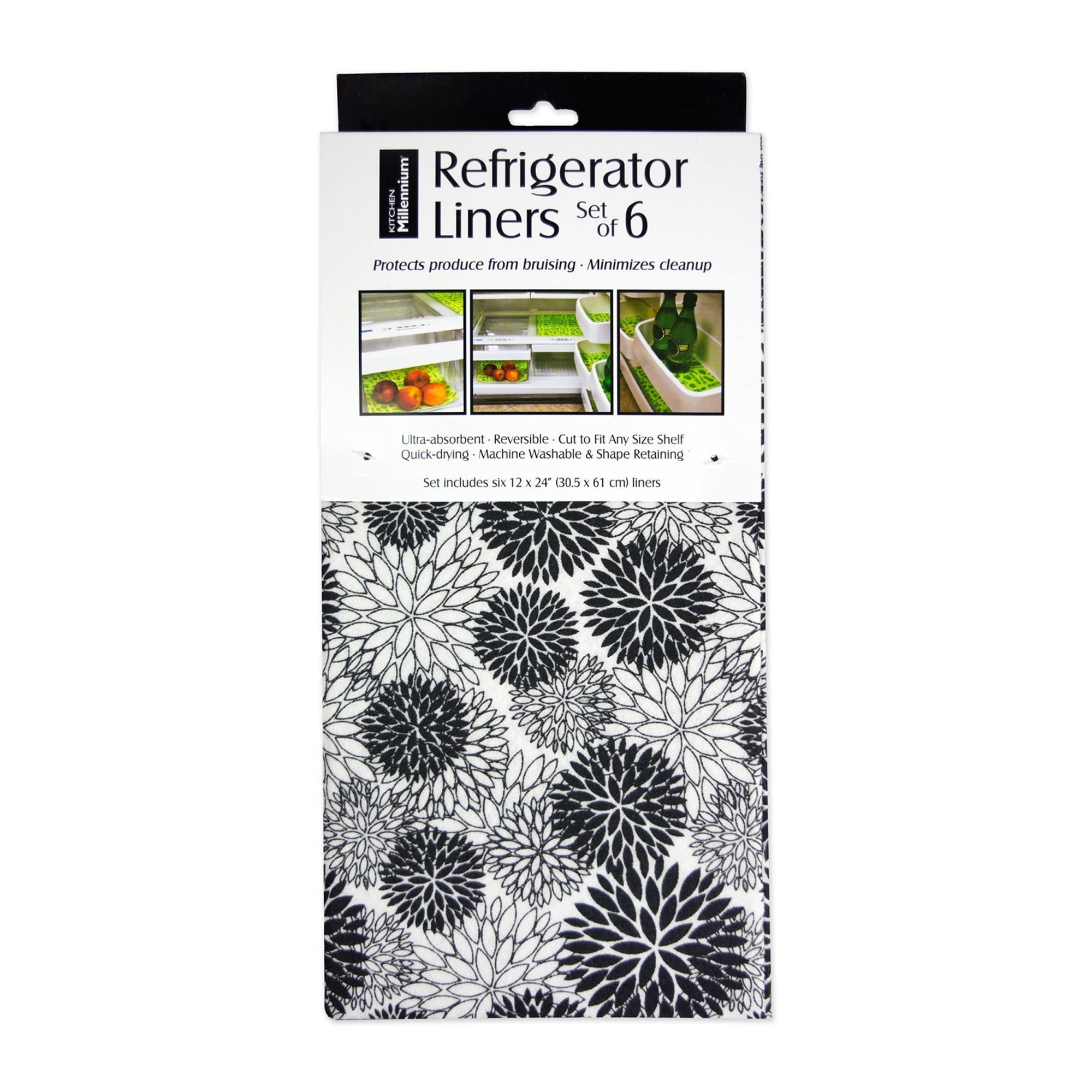 Contemporary Home Living Set of 6 Black Dahlia Refrigerator Liner Rolls
