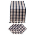 thumbnail image 1 of Contemporary Home Living Set of 6 Blue Beige and Orange Table Napkin And Plaid Table Runner72", 1 of 2