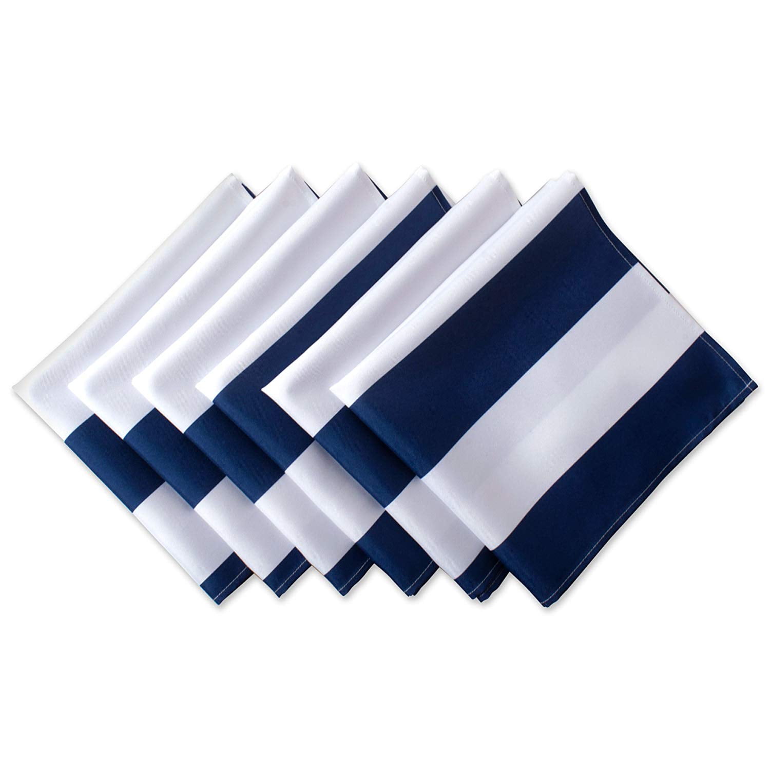 Set of 6 Blue and White Striped Polyester Outdoor Square Napkins 20"