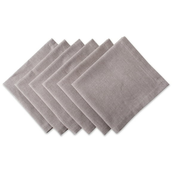 Contemporary Home Living Set of 6 Brown Square Flax Chambray Napkin 20"