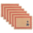 thumbnail image 1 of Contemporary Home Living Stars and Stripes Americana Fringed Placemats - 19.25" - Beige and Red -, 1 of 2