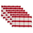 thumbnail image 1 of Contemporary Home Living Set of 6 Red and White Tinsel Plaid Fringed Rectangular Placemats 19", 1 of 2