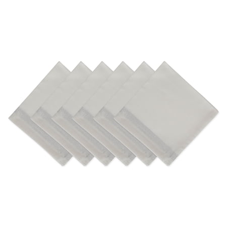 Contemporary Home Living Set of 6 White and Silver Sparkle Striped Square Over-Sized Napkins 20"