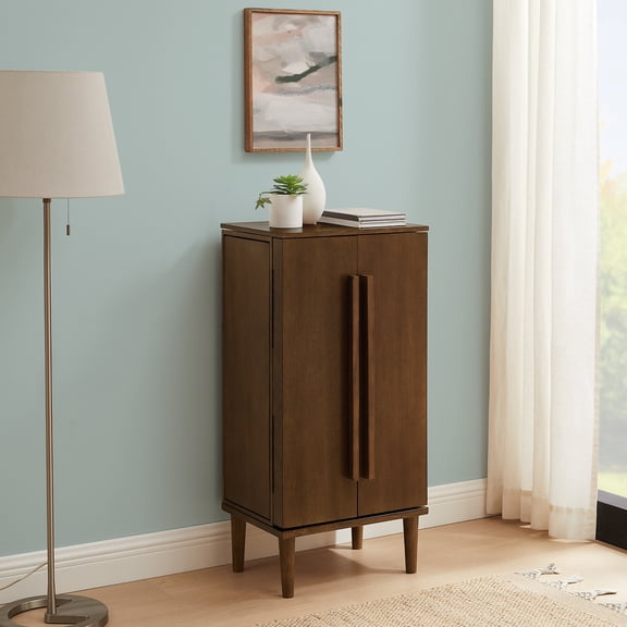 Contemporary Home Living Solid Jewelry Armoire on Tapered Legs - 38" - Brown
