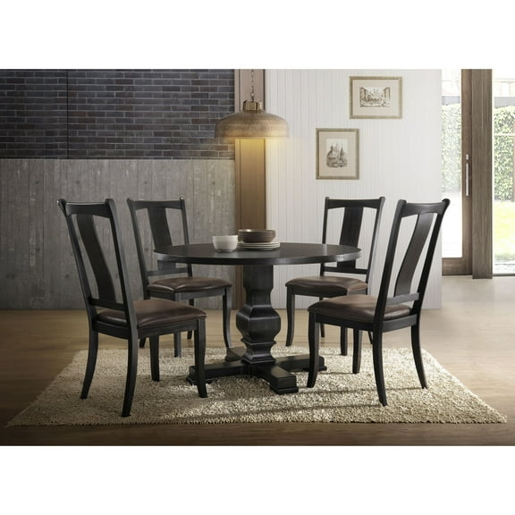 Contemporary Home Living Solid Round Pedestal Table - 47.25" - Black