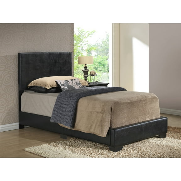 Contemporary Home Living Solid Upholstered Panel Twin Bed - 81" - Black