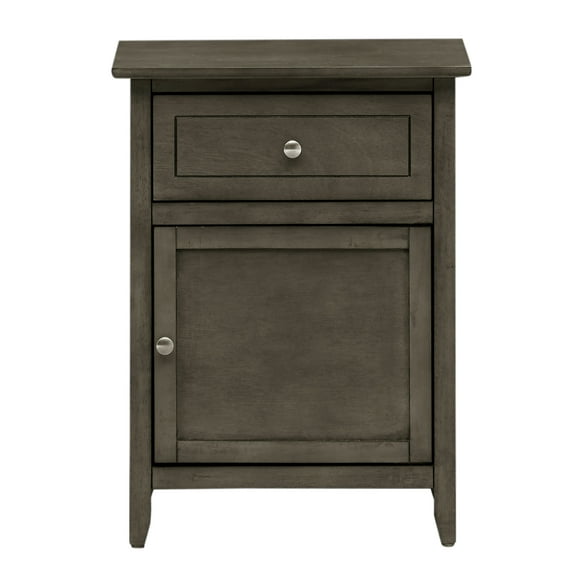 Contemporary Home Living Solid Wooden Nightstand with Drawer and Door - 25" - Gray