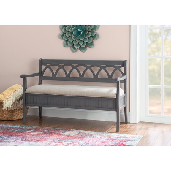 Contemporary Home Living Storage Bench with Upholstered Seat - 48" - Gray
