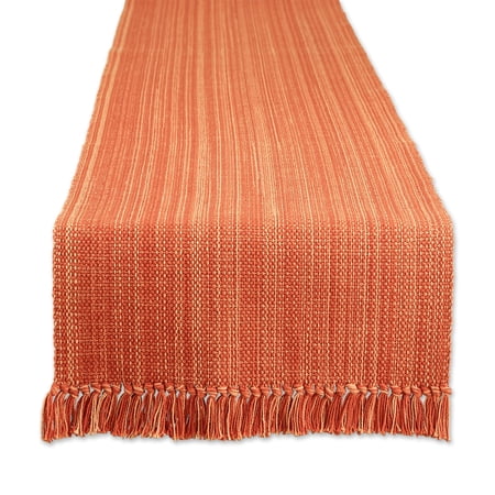 Contemporary Home Living Textured Variegated Cotton Table Runner with Tassels - 72" - Orange